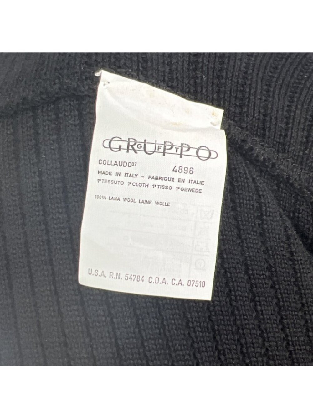 Giorgio Armani 90s Black 100% Wool Knit Ruana Made in… - Gem